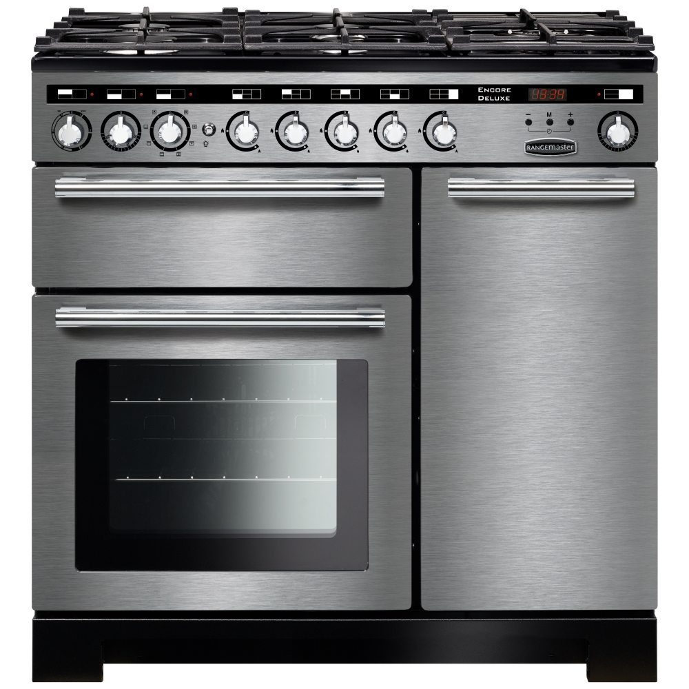 Rangemaster  Encore 90cm Deluxe Dual Fuel Range Cooker 117210 EDL90DFFSS/C - Stainless Steel