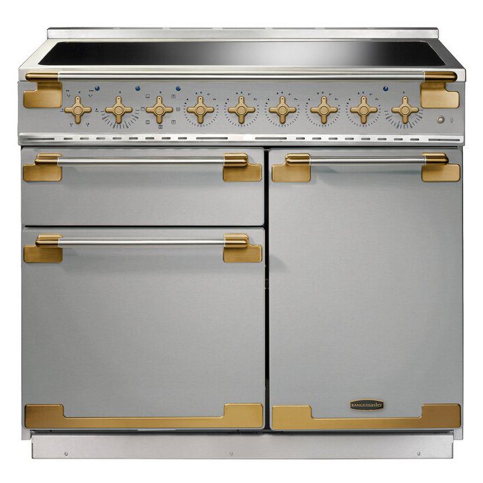 Rangemaster  Elise Luxe 100cm Induction Range Cooker With Antique Brass Trim /AB ELS100EISS/AB - Stainless Steel