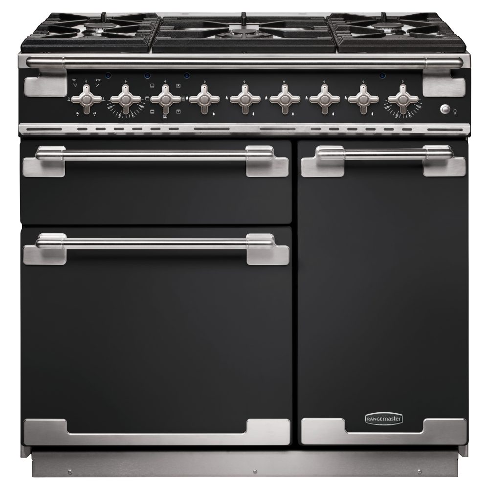 Rangemaster  Elise 90cm Dual Fuel Range Cooker 127090 ELS90DFFCB/ - Charcoal Black