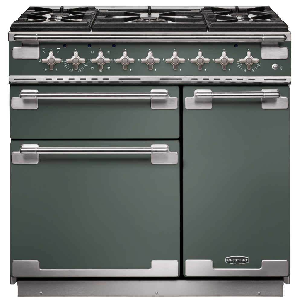 Rangemaster  Elise 90cm Dual Fuel Range Cooker 127110 ELS90DFFMG/ - Mineral Green