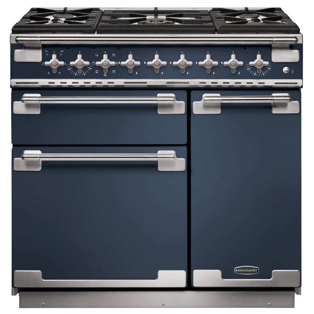 Rangemaster  Elise 90cm Dual Fuel Range Cooker 127100 ELS90DFFSB/ - Stone Blue