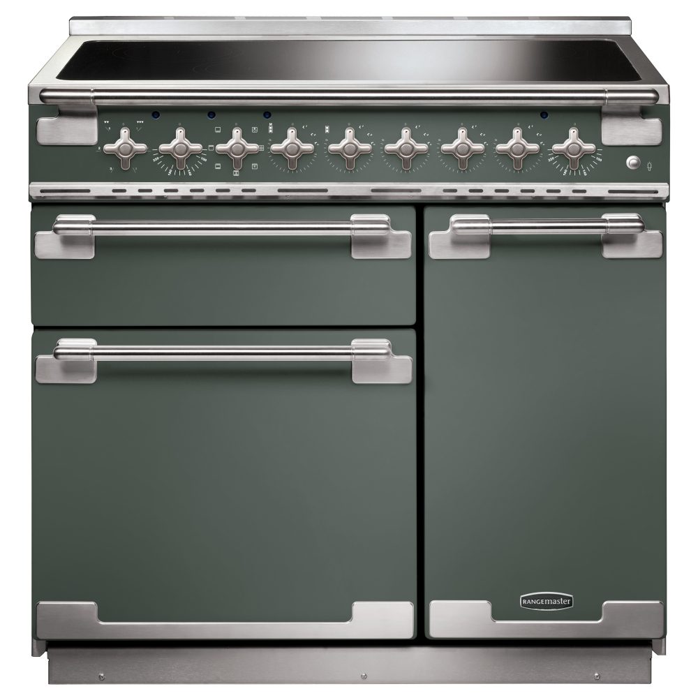Rangemaster  Elise 90cm Induction Range Cooker 127200 ELS90EIMG/ - Mineral Green