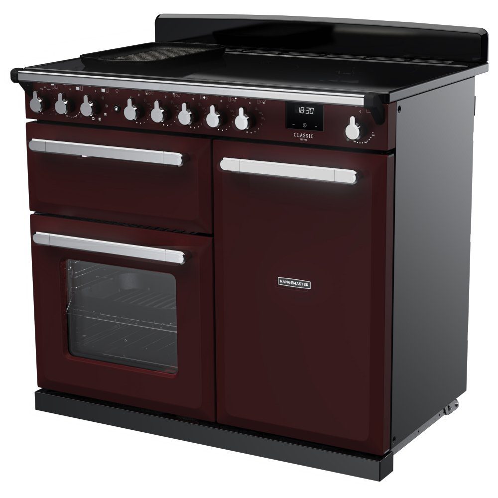 Rangemaster Estel Deluxe 100cm Induction Range Cooker With Chrome Trim 15115 ESDL100EIPBOR/CM1 - Bordeaux Rangemaster Estel Deluxe 100cm Induction Range Cooker With Chrome Trim 15115 ESDL100EIPBOR/CM1 - Bordeaux