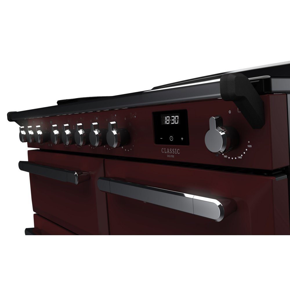 Rangemaster Estel Deluxe 100cm Induction Range Cooker With Chrome Trim 15115 ESDL100EIPBOR/CM1 - Bordeaux Rangemaster Estel Deluxe 100cm Induction Range Cooker With Chrome Trim 15115 ESDL100EIPBOR/CM1 - Bordeaux