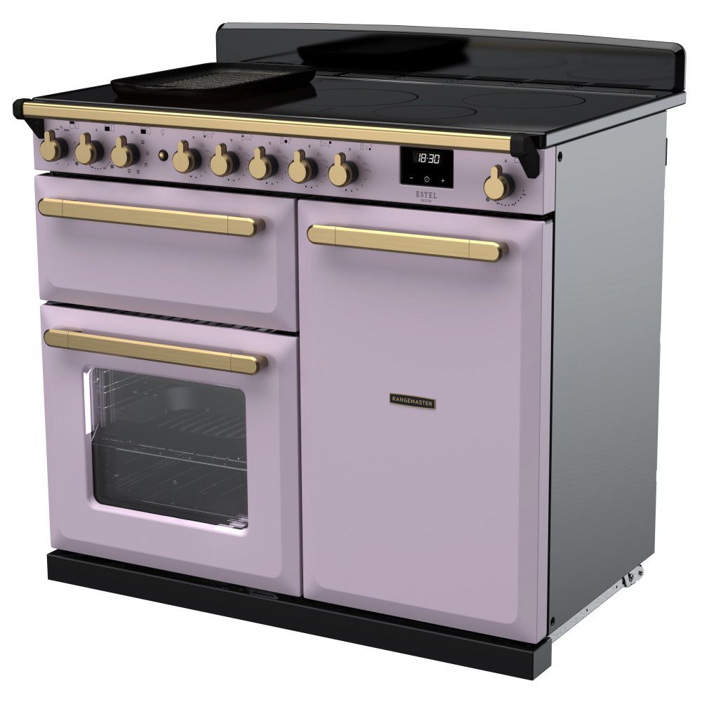 Rangemaster Estel Deluxe 100cm Induction Range Cooker With Antique Brass Trim 18235 ESDL100EIPHTH/AB1 - Heather Rangemaster Estel Deluxe 100cm Induction Range Cooker With Antique Brass Trim 18235 ESDL100EIPHTH/AB1 - Heather