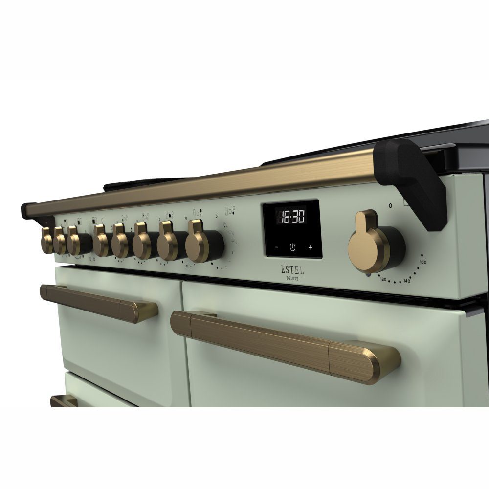 Rangemaster Estel Deluxe 100cm Induction Range Cooker With Antique Brass Trim 18094 ESDL100EIPMNT/AB1 - Mint Rangemaster Estel Deluxe 100cm Induction Range Cooker With Antique Brass Trim 18094 ESDL100EIPMNT/AB1 - Mint