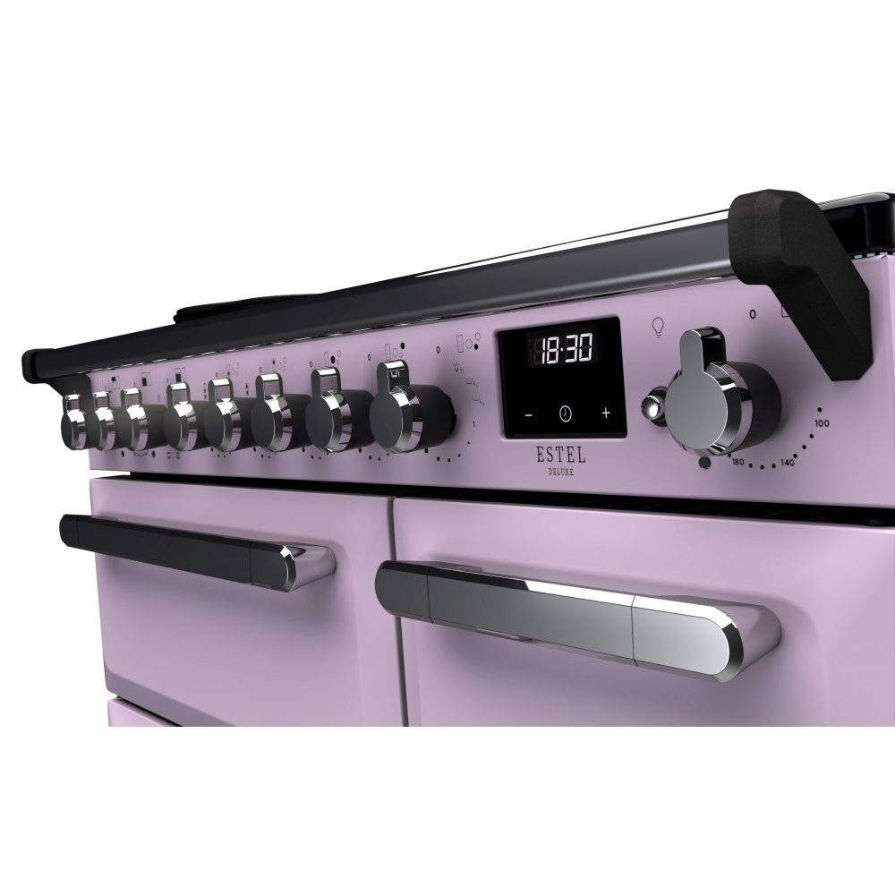 Rangemaster Estel Deluxe 90cm Induction Range Cooker With Chrome Trim 17849 ESDL90EIPHTH/CM1 - Heather Rangemaster Estel Deluxe 90cm Induction Range Cooker With Chrome Trim 17849 ESDL90EIPHTH/CM1 - Heather