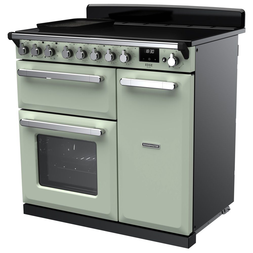 Rangemaster Estel Deluxe 90cm Induction Range Cooker With Chrome Trim 15034 ESDL90EIPMNT/CM1 - Mint Rangemaster Estel Deluxe 90cm Induction Range Cooker With Chrome Trim 15034 ESDL90EIPMNT/CM1 - Mint
