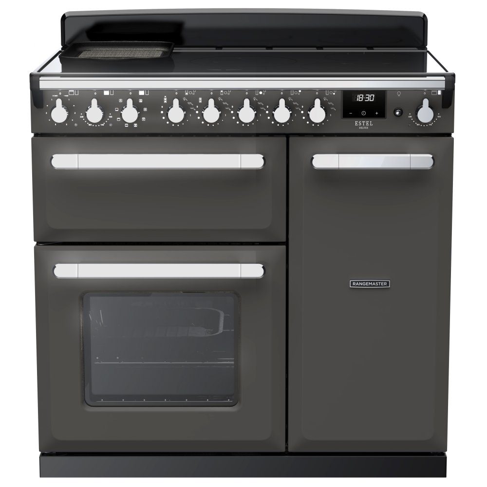 Rangemaster  Estel Deluxe 90cm Induction Range Cooker With Chrome Trim 15028 ESDL90EIPSLT/CM1 - Slate