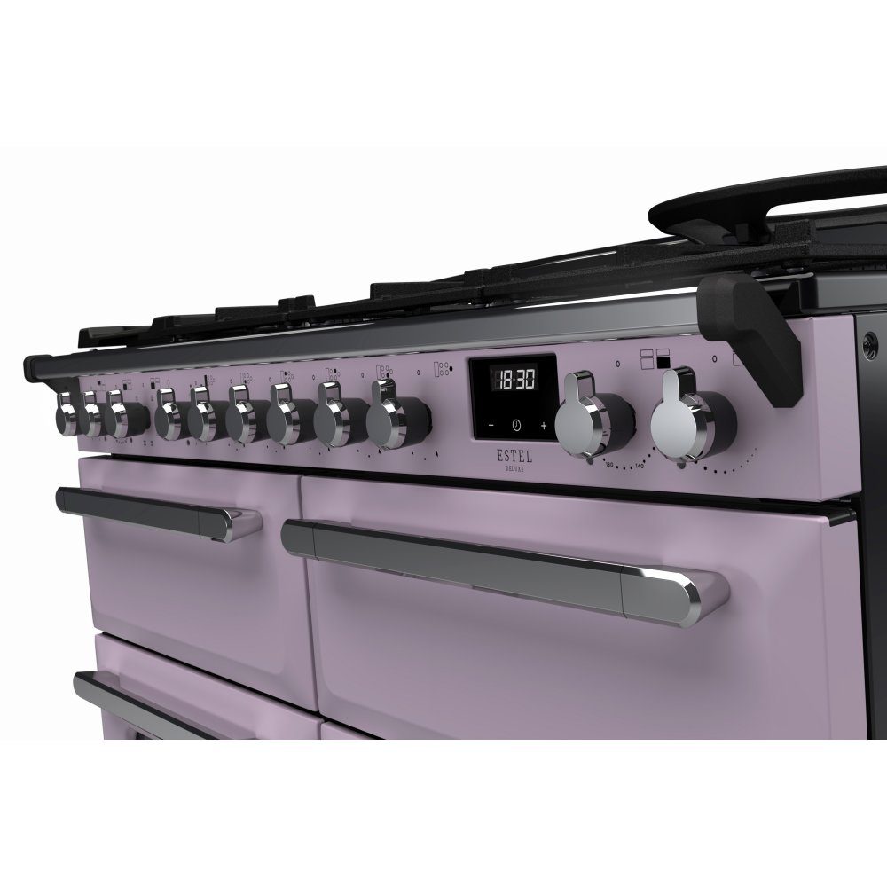 Rangemaster Estel Deluxe BC 110cm Dual Fuel Range Cooker With Chrome Trim 17875 ESDLB110DFPHTH/CM1 - Heather Rangemaster Estel Deluxe BC 110cm Dual Fuel Range Cooker With Chrome Trim 17875 ESDLB110DFPHTH/CM1 - Heather