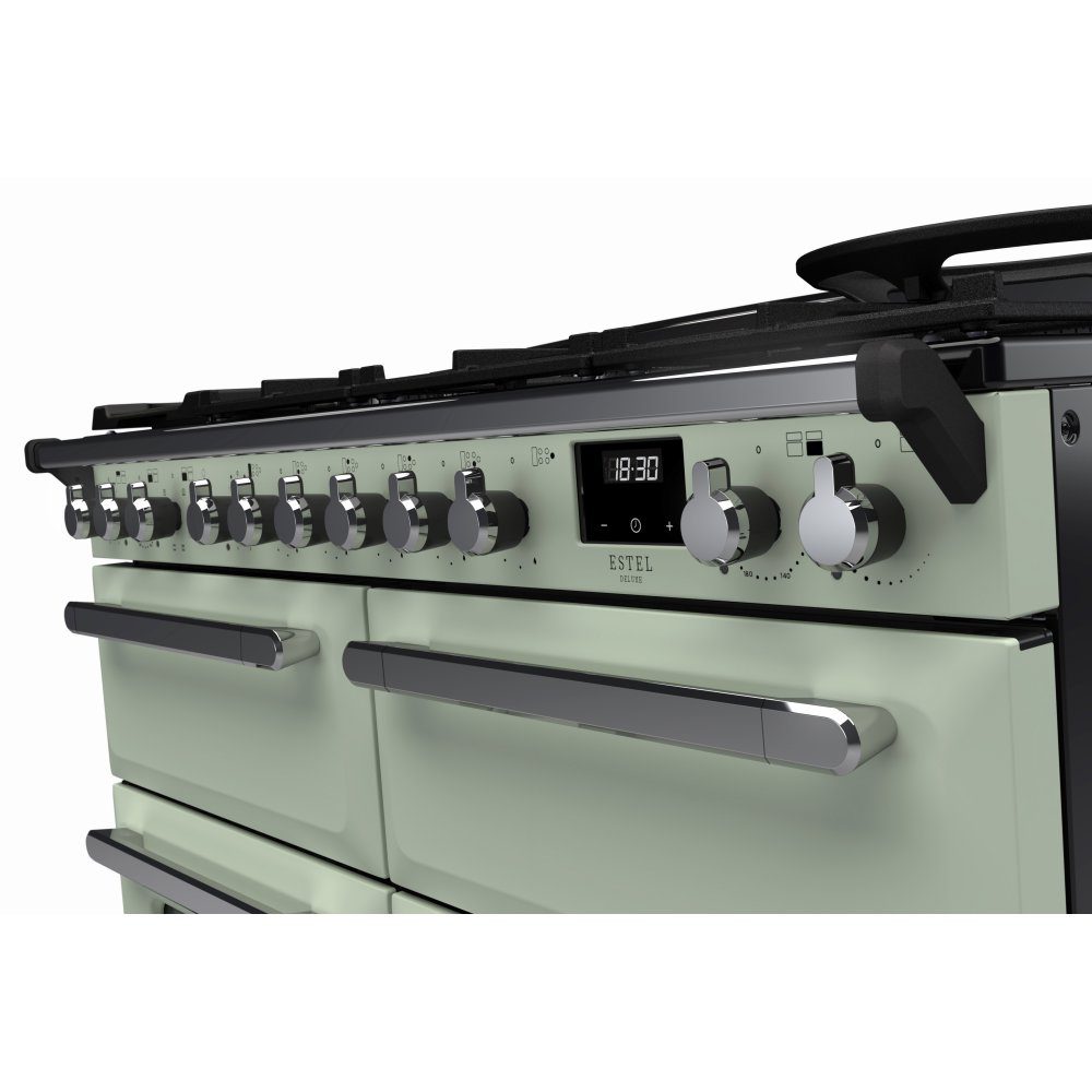 Rangemaster Estel Deluxe BC 110cm Dual Fuel Range Cooker With Chrome Trim 15255 ESDLB110DFPMNT/CM1 - Mint Rangemaster Estel Deluxe BC 110cm Dual Fuel Range Cooker With Chrome Trim 15255 ESDLB110DFPMNT/CM1 - Mint