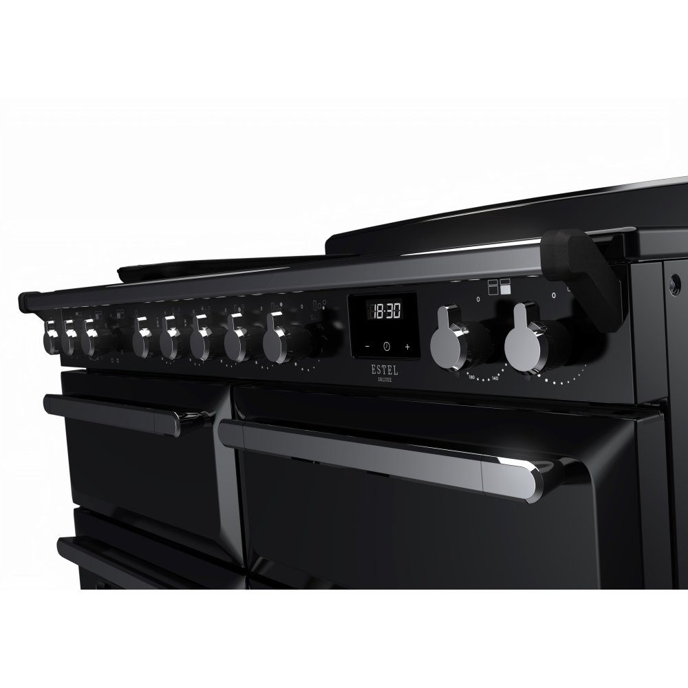 Rangemaster Estel Deluxe BC 110cm Induction Range Cooker With Chrome Trim 15299 ESDLB110EIPGBL/CM1 - Black Rangemaster Estel Deluxe BC 110cm Induction Range Cooker With Chrome Trim 15299 ESDLB110EIPGBL/CM1 - Black