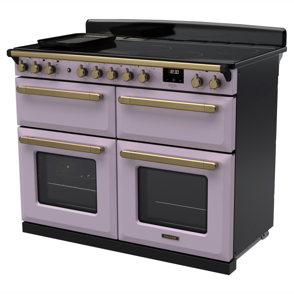 Rangemaster Estel Deluxe BC 110cm Induction Range Cooker With Antique Brass Trim 18246 ESDLB110EIPHTH/AB1 - Heather Rangemaster Estel Deluxe BC 110cm Induction Range Cooker With Antique Brass Trim 18246 ESDLB110EIPHTH/AB1 - Heather
