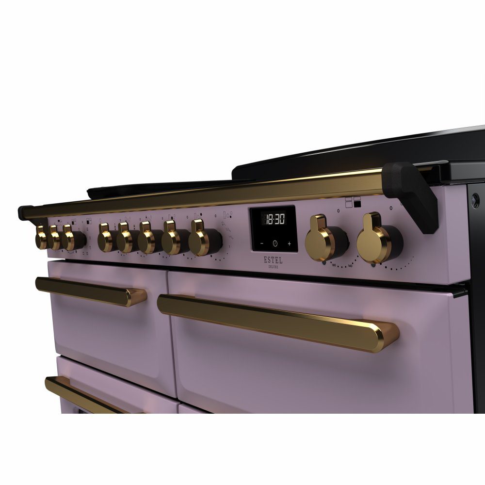 Rangemaster Estel Deluxe BC 110cm Induction Range Cooker With Antique Brass Trim 18246 ESDLB110EIPHTH/AB1 - Heather Rangemaster Estel Deluxe BC 110cm Induction Range Cooker With Antique Brass Trim 18246 ESDLB110EIPHTH/AB1 - Heather