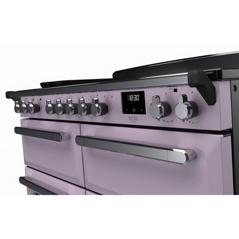 Rangemaster Estel Deluxe BC 110cm Induction Range Cooker With Chrome Trim 17881 ESDLB110EIPHTH/CM1 - Heather Rangemaster Estel Deluxe BC 110cm Induction Range Cooker With Chrome Trim 17881 ESDLB110EIPHTH/CM1 - Heather