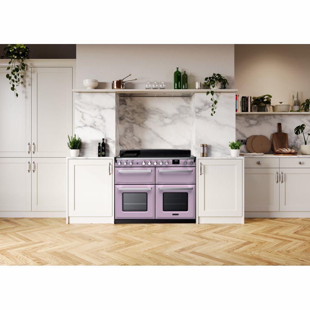 Rangemaster Estel Deluxe BC 110cm Induction Range Cooker With Chrome Trim 17881 ESDLB110EIPHTH/CM1 - Heather Rangemaster Estel Deluxe BC 110cm Induction Range Cooker With Chrome Trim 17881 ESDLB110EIPHTH/CM1 - Heather
