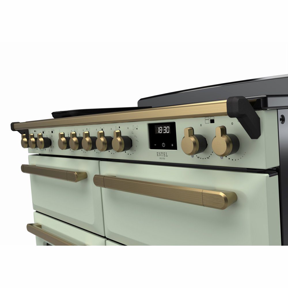 Rangemaster Estel Deluxe BC 110cm Induction Range Cooker With Antique Brass Trim 18171 ESDLB110EIPMNT/AB1 - Mint Rangemaster Estel Deluxe BC 110cm Induction Range Cooker With Antique Brass Trim 18171 ESDLB110EIPMNT/AB1 - Mint