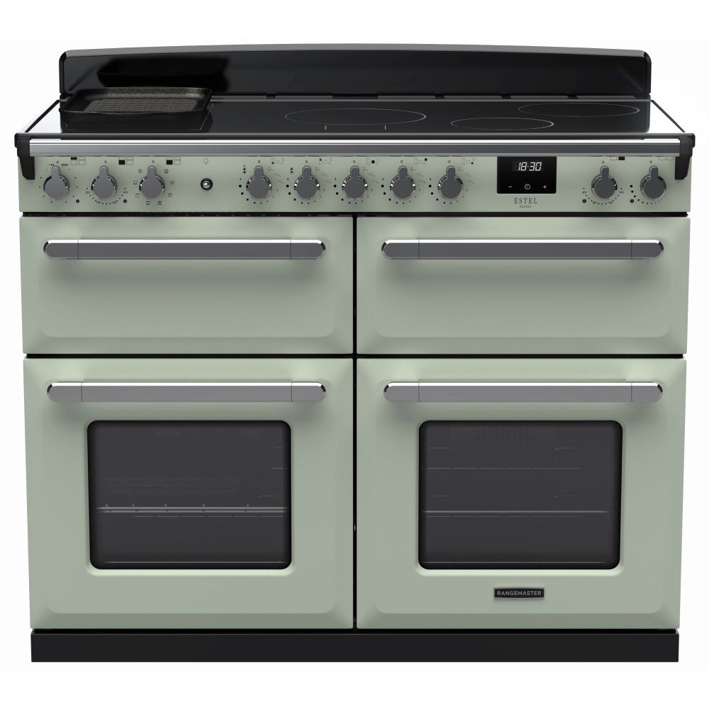 Rangemaster  Estel Deluxe BC 110cm Induction Range Cooker With Chrome Trim 15306 ESDLB110EIPMNT/CM1 - Mint