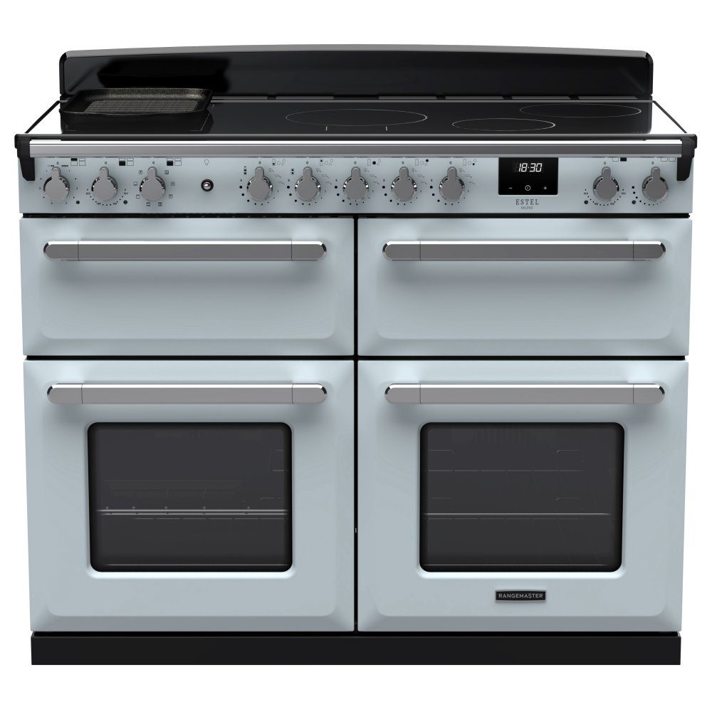 Rangemaster  Estel Deluxe BC 110cm Induction Range Cooker With Chrome Trim 15304 ESDLB110EIPMSB/CM1 - Misty Blue