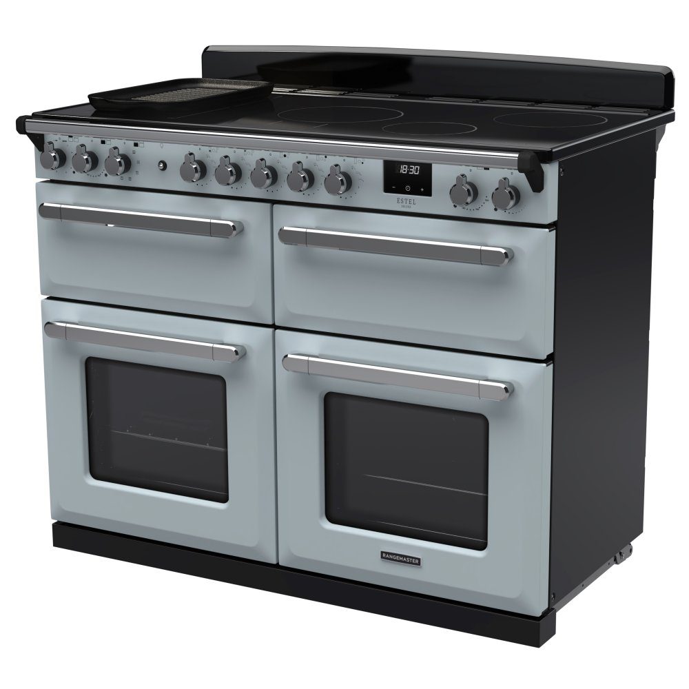 Rangemaster Estel Deluxe BC 110cm Induction Range Cooker With Chrome Trim 15304 ESDLB110EIPMSB/CM1 - Misty Blue Rangemaster Estel Deluxe BC 110cm Induction Range Cooker With Chrome Trim 15304 ESDLB110EIPMSB/CM1 - Misty Blue