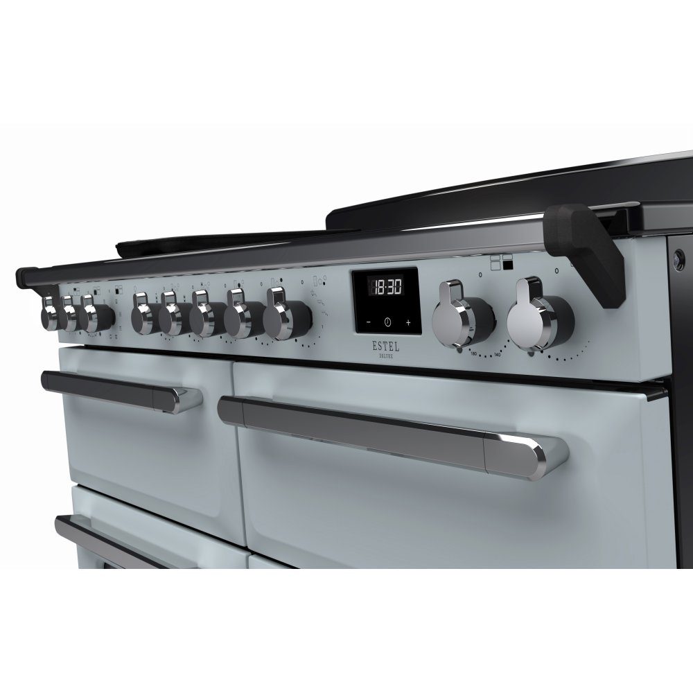 Rangemaster Estel Deluxe BC 110cm Induction Range Cooker With Chrome Trim 15304 ESDLB110EIPMSB/CM1 - Misty Blue Rangemaster Estel Deluxe BC 110cm Induction Range Cooker With Chrome Trim 15304 ESDLB110EIPMSB/CM1 - Misty Blue