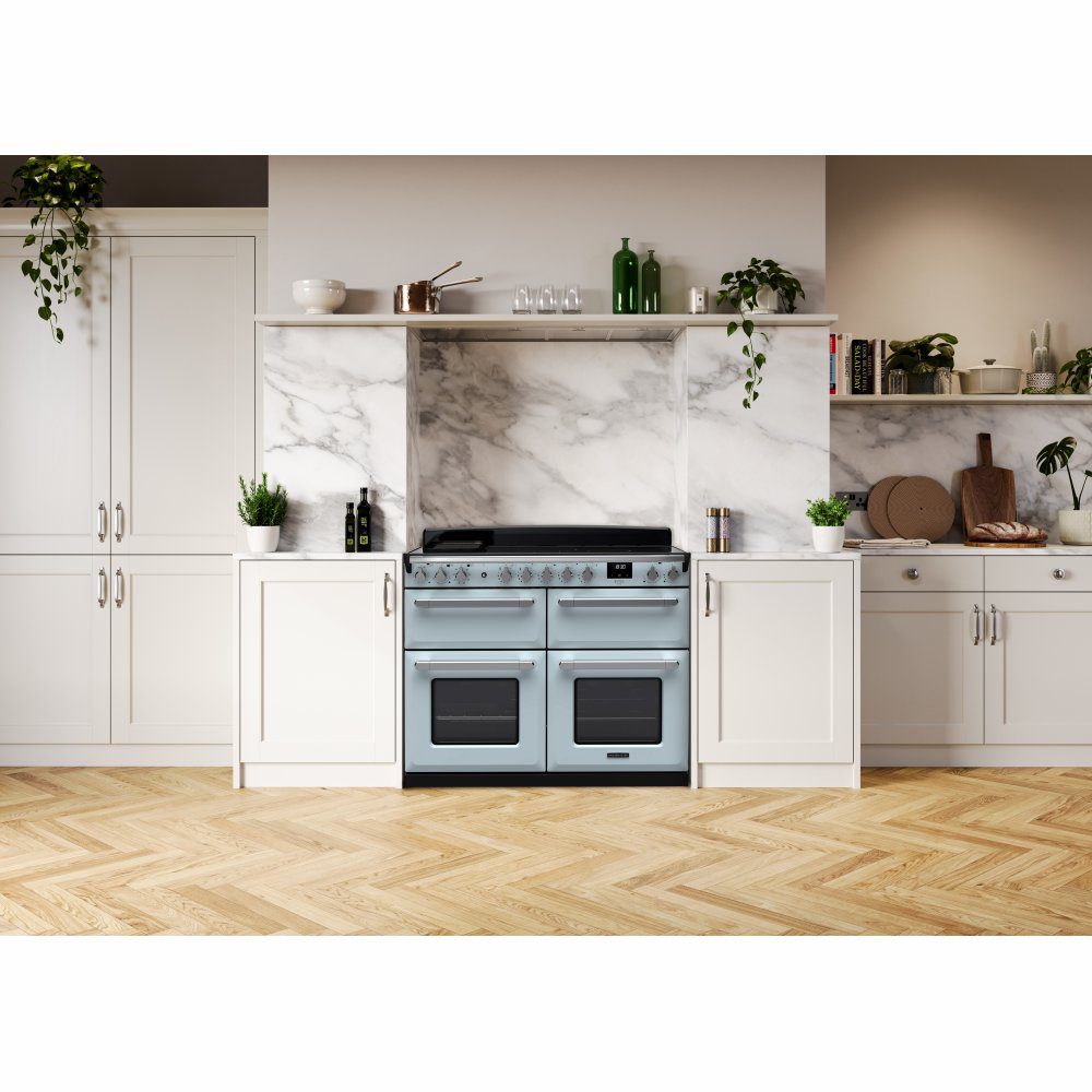 Rangemaster Estel Deluxe BC 110cm Induction Range Cooker With Chrome Trim 15304 ESDLB110EIPMSB/CM1 - Misty Blue Rangemaster Estel Deluxe BC 110cm Induction Range Cooker With Chrome Trim 15304 ESDLB110EIPMSB/CM1 - Misty Blue