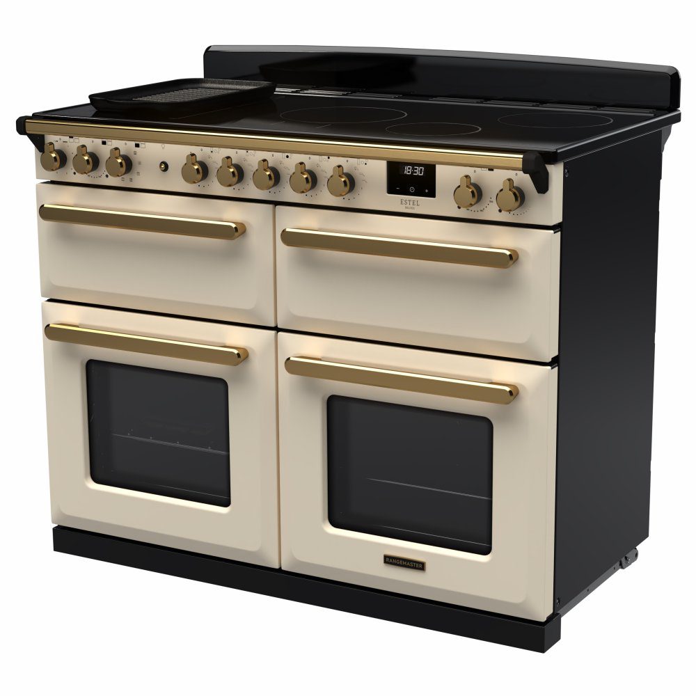 Rangemaster Estel Deluxe BC 110cm Induction Range Cooker With Antique Brass Trim 18167 ESDLB110EIPPCR/AB1 - Pale Cream Rangemaster Estel Deluxe BC 110cm Induction Range Cooker With Antique Brass Trim 18167 ESDLB110EIPPCR/AB1 - Pale Cream