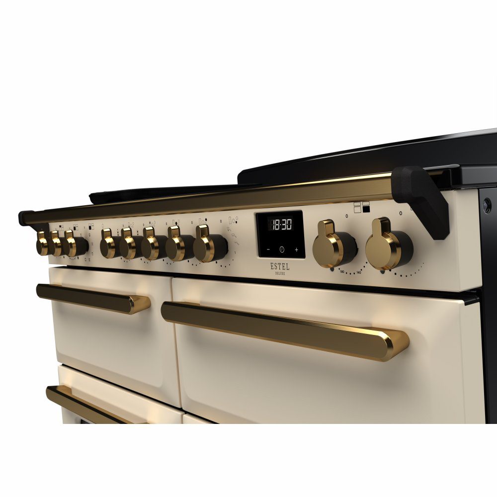 Rangemaster Estel Deluxe BC 110cm Induction Range Cooker With Antique Brass Trim 18167 ESDLB110EIPPCR/AB1 - Pale Cream Rangemaster Estel Deluxe BC 110cm Induction Range Cooker With Antique Brass Trim 18167 ESDLB110EIPPCR/AB1 - Pale Cream