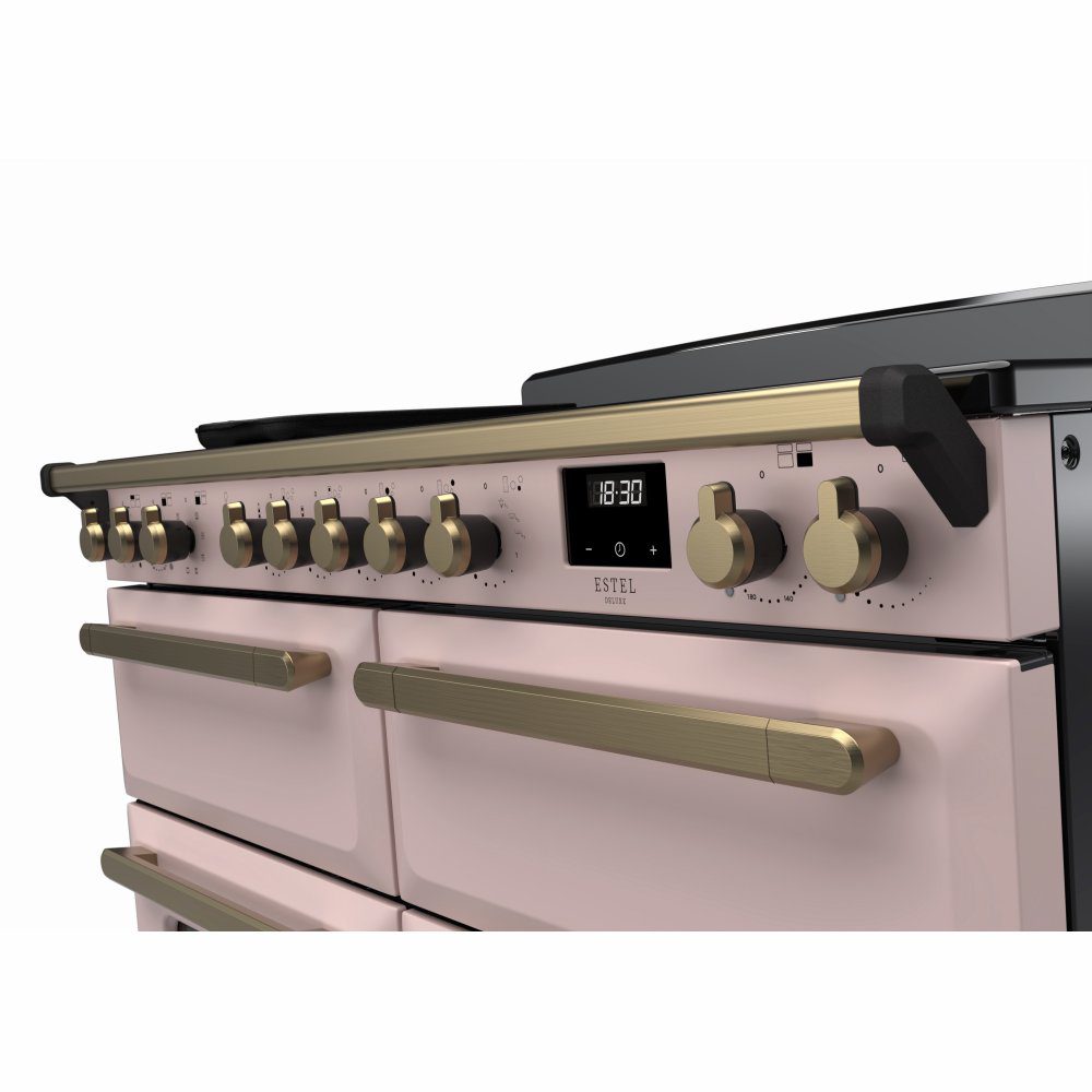 Rangemaster Estel Deluxe BC 110cm Induction Range Cooker With Antique Brass Trim 18170 ESDLB110EIPPPK/AB1 - Pale Pink Rangemaster Estel Deluxe BC 110cm Induction Range Cooker With Antique Brass Trim 18170 ESDLB110EIPPPK/AB1 - Pale Pink