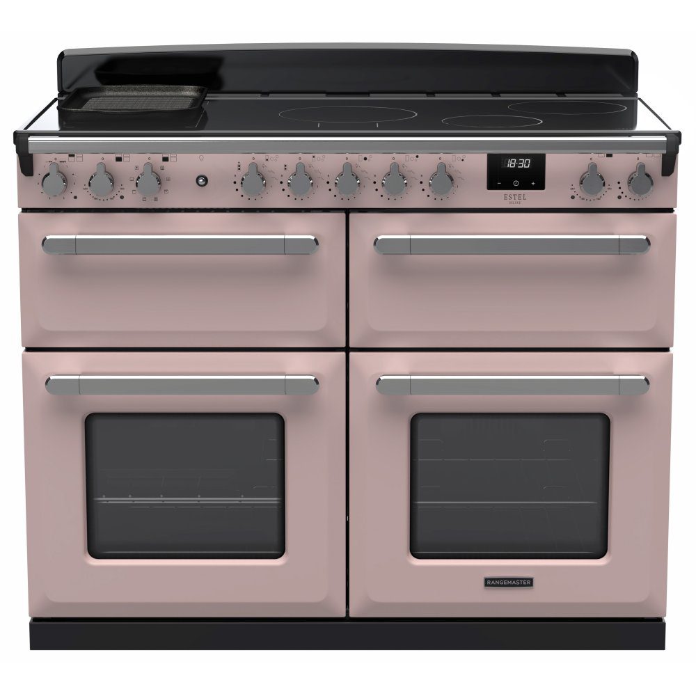 Rangemaster  Estel Deluxe BC 110cm Induction Range Cooker With Chrome Trim 15305 ESDLB110EIPPPK/CM1 - Pale Pink