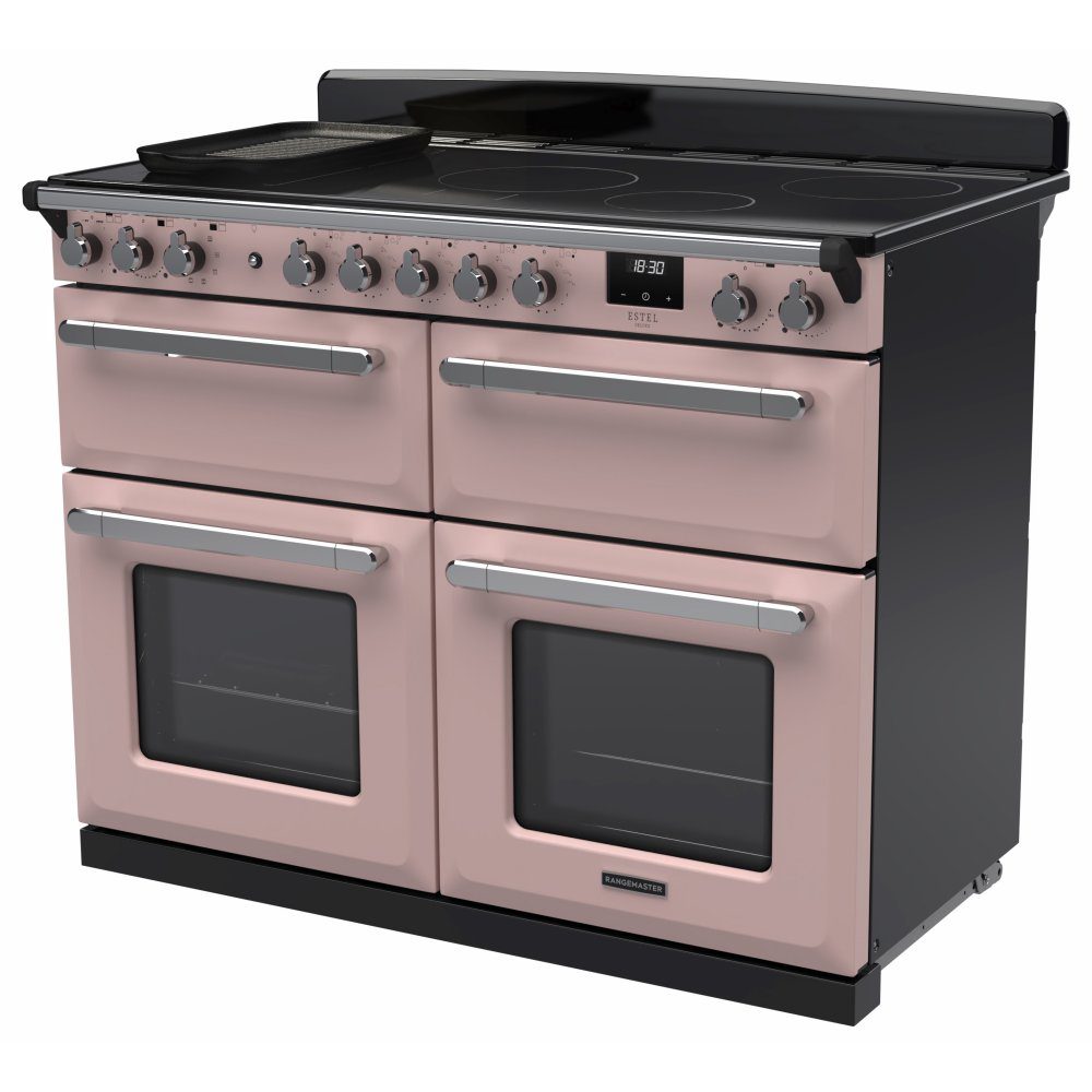 Rangemaster Estel Deluxe BC 110cm Induction Range Cooker With Chrome Trim 15305 ESDLB110EIPPPK/CM1 - Pale Pink Rangemaster Estel Deluxe BC 110cm Induction Range Cooker With Chrome Trim 15305 ESDLB110EIPPPK/CM1 - Pale Pink