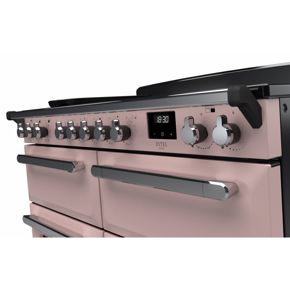 Rangemaster Estel Deluxe BC 110cm Induction Range Cooker With Chrome Trim 15305 ESDLB110EIPPPK/CM1 - Pale Pink Rangemaster Estel Deluxe BC 110cm Induction Range Cooker With Chrome Trim 15305 ESDLB110EIPPPK/CM1 - Pale Pink