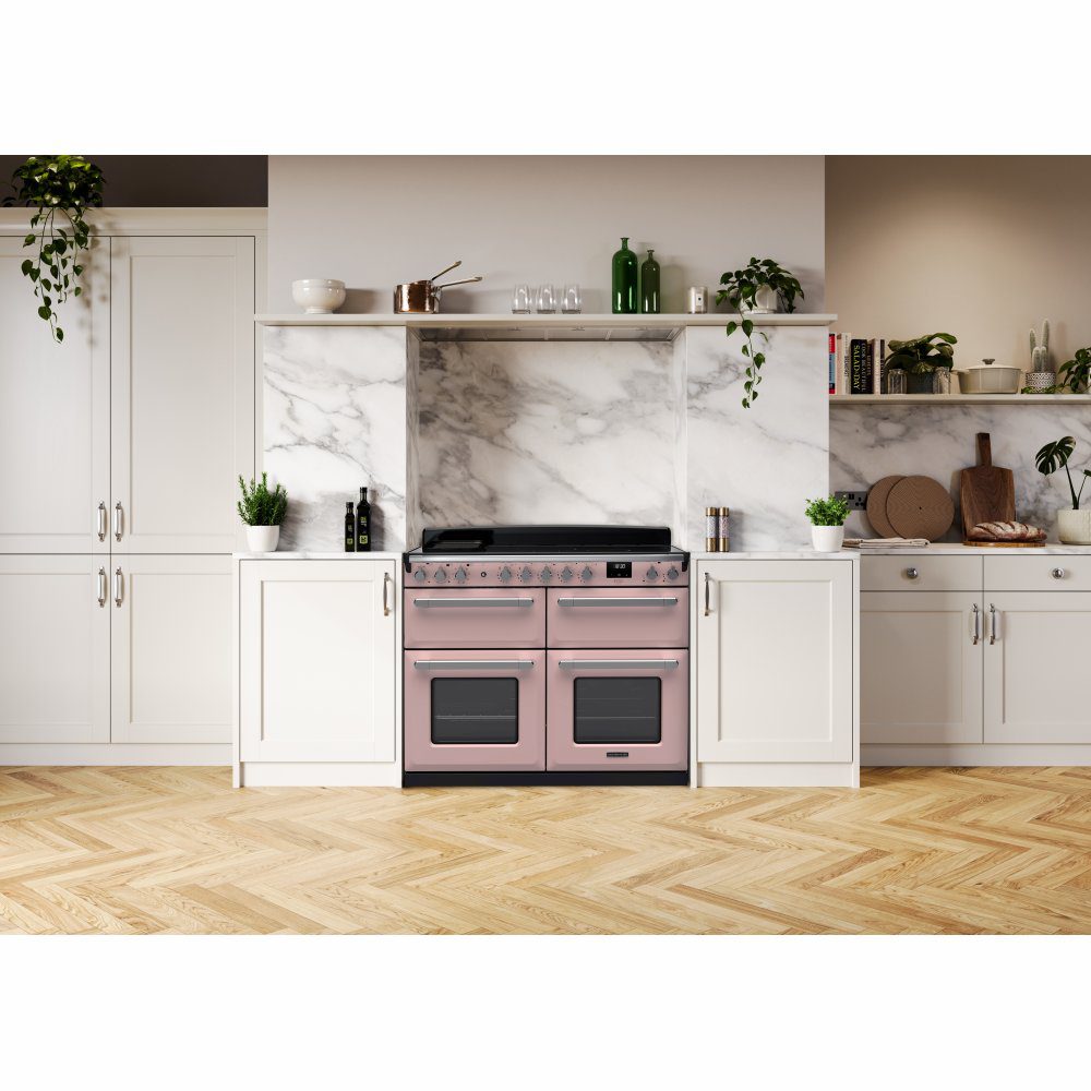 Rangemaster Estel Deluxe BC 110cm Induction Range Cooker With Chrome Trim 15305 ESDLB110EIPPPK/CM1 - Pale Pink Rangemaster Estel Deluxe BC 110cm Induction Range Cooker With Chrome Trim 15305 ESDLB110EIPPPK/CM1 - Pale Pink