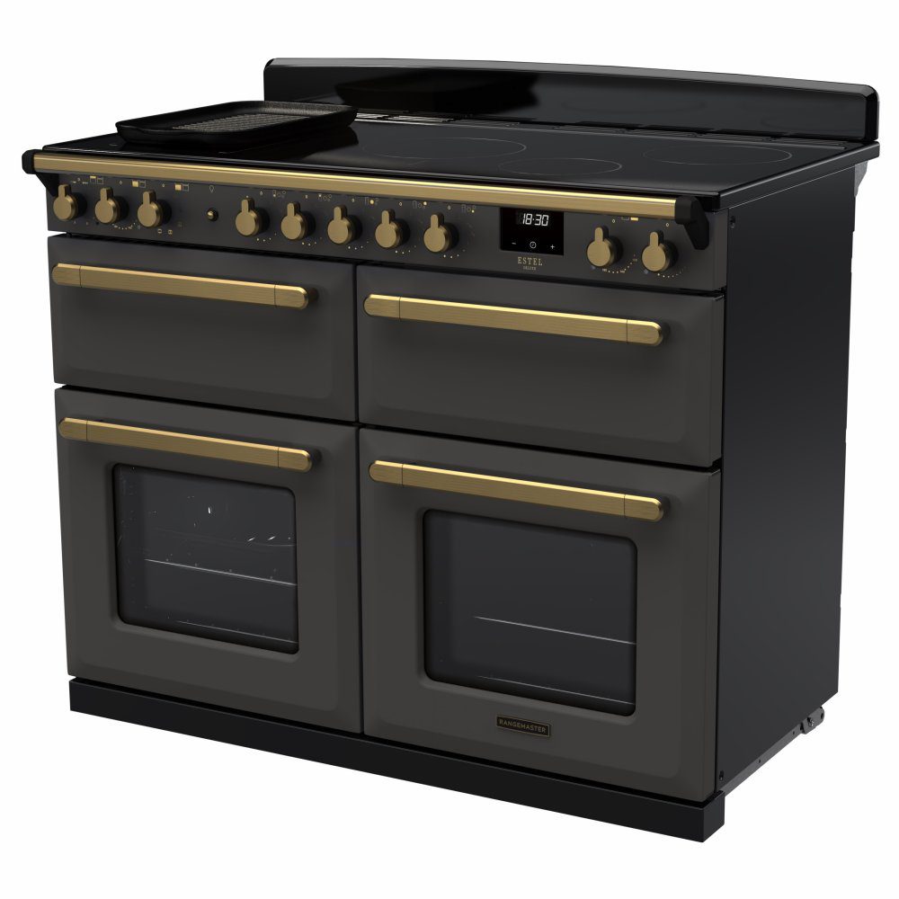 Rangemaster Estel Deluxe BC 110cm Induction Range Cooker With Antique Brass Trim 18166 ESDLB110EIPSLT/AB1 - Slate Rangemaster Estel Deluxe BC 110cm Induction Range Cooker With Antique Brass Trim 18166 ESDLB110EIPSLT/AB1 - Slate