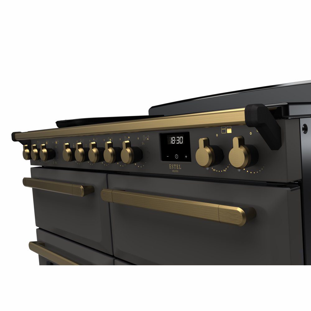 Rangemaster Estel Deluxe BC 110cm Induction Range Cooker With Antique Brass Trim 18166 ESDLB110EIPSLT/AB1 - Slate Rangemaster Estel Deluxe BC 110cm Induction Range Cooker With Antique Brass Trim 18166 ESDLB110EIPSLT/AB1 - Slate