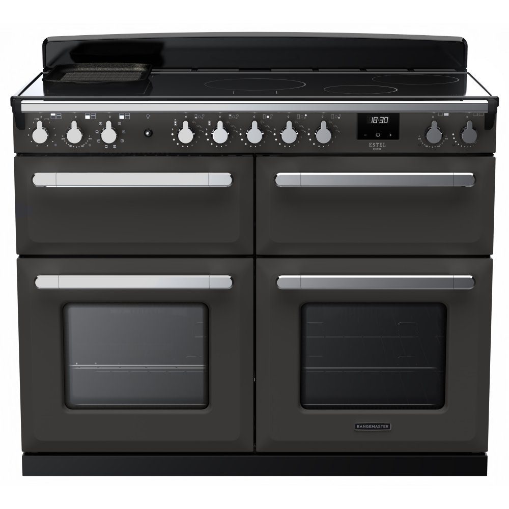 Rangemaster  Estel Deluxe BC 110cm Induction Range Cooker With Chrome Trim 15300 ESDLB110EIPSLT/CM1 - Slate