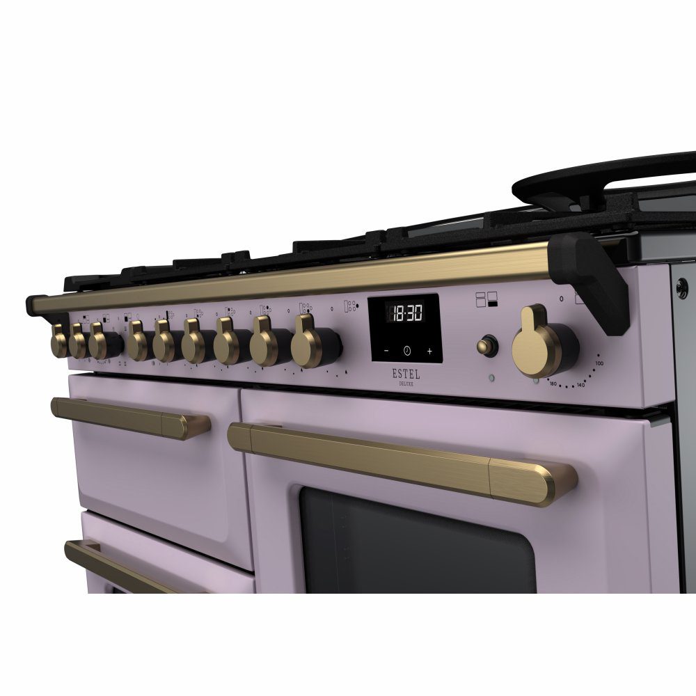 Rangemaster Estel Deluxe OC 110cm Dual Fuel Range Cooker With Antique Brass Trim 18237 ESDLO110DFPHTH/AB1 - Heather Rangemaster Estel Deluxe OC 110cm Dual Fuel Range Cooker With Antique Brass Trim 18237 ESDLO110DFPHTH/AB1 - Heather