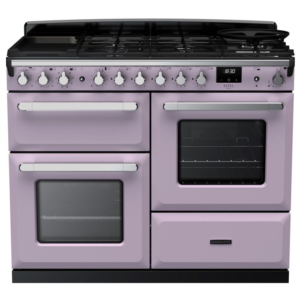 Rangemaster  Estel Deluxe OC 110cm Dual Fuel Range Cooker With Chrome Trim 17863 ESDLO110DFPHTH/CM1 - Heather