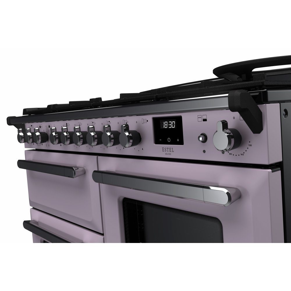 Rangemaster Estel Deluxe OC 110cm Dual Fuel Range Cooker With Chrome Trim 17863 ESDLO110DFPHTH/CM1 - Heather Rangemaster Estel Deluxe OC 110cm Dual Fuel Range Cooker With Chrome Trim 17863 ESDLO110DFPHTH/CM1 - Heather