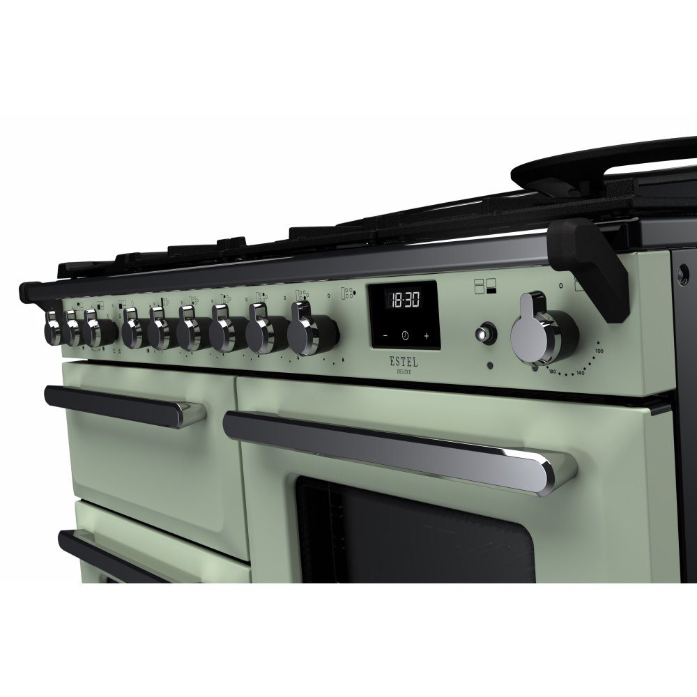 Rangemaster Estel Deluxe OC 110cm Dual Fuel Range Cooker With Chrome Trim 15153 ESDLO110DFPMNT/CM1 - Mint Rangemaster Estel Deluxe OC 110cm Dual Fuel Range Cooker With Chrome Trim 15153 ESDLO110DFPMNT/CM1 - Mint