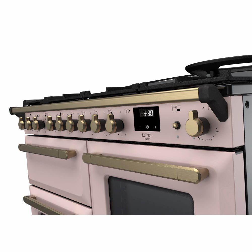 Rangemaster Estel Deluxe OC 110cm Dual Fuel Range Cooker With Antique Brass Trim 18107 ESDLO110DFPPPK/AB1 - Pale Pink Rangemaster Estel Deluxe OC 110cm Dual Fuel Range Cooker With Antique Brass Trim 18107 ESDLO110DFPPPK/AB1 - Pale Pink
