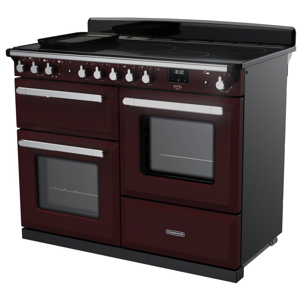 Rangemaster Estel Deluxe OC 110cm Induction Range Cooker With Chrome Trim 15200 ESDLO110EIPBOR/CM1 - Bordeaux Rangemaster Estel Deluxe OC 110cm Induction Range Cooker With Chrome Trim 15200 ESDLO110EIPBOR/CM1 - Bordeaux