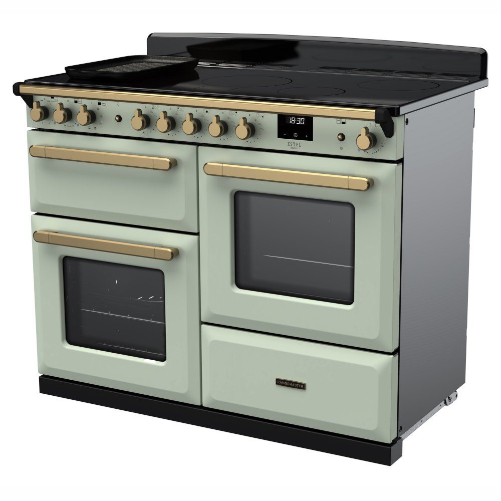 Rangemaster Estel Deluxe OC 110cm Induction Range Cooker With Antique Brass Trim 18129 ESDLO110EIPMNT/AB1 - Mint Rangemaster Estel Deluxe OC 110cm Induction Range Cooker With Antique Brass Trim 18129 ESDLO110EIPMNT/AB1 - Mint