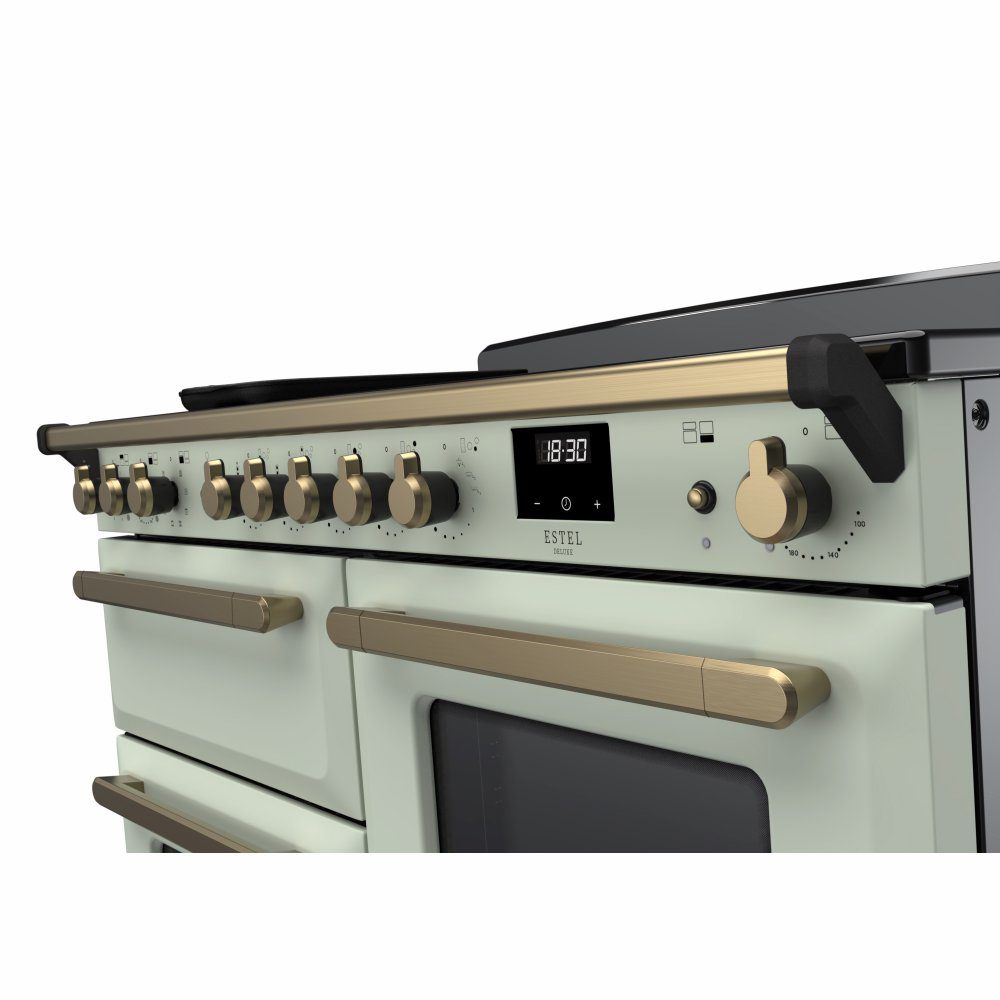 Rangemaster Estel Deluxe OC 110cm Induction Range Cooker With Antique Brass Trim 18129 ESDLO110EIPMNT/AB1 - Mint Rangemaster Estel Deluxe OC 110cm Induction Range Cooker With Antique Brass Trim 18129 ESDLO110EIPMNT/AB1 - Mint