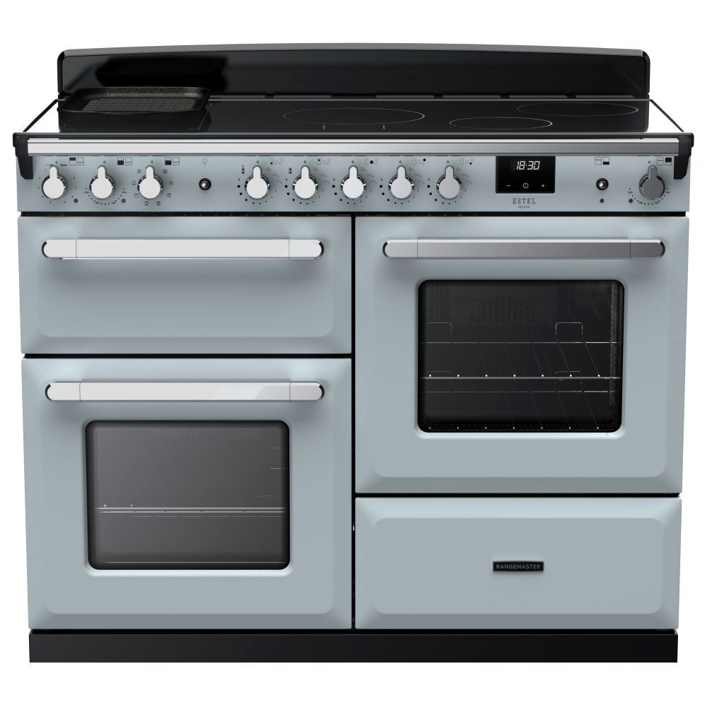 Rangemaster  Estel Deluxe OC 110cm Induction Range Cooker With Chrome Trim 15202 ESDLO110EIPMSB/CM1 - Misty Blue