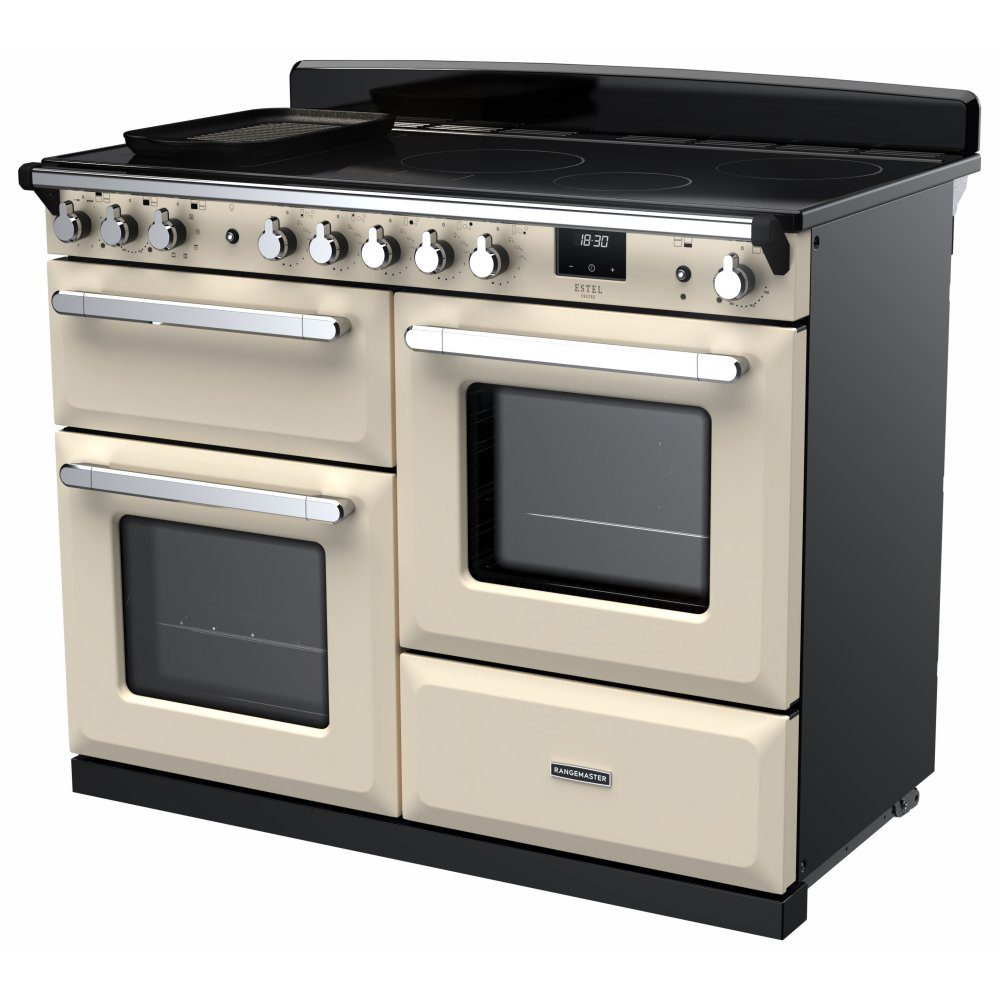 Rangemaster Estel Deluxe OC 110cm Induction Range Cooker With Chrome Trim 15199 ESDLO110EIPPCR/CM1 - Pale Cream Rangemaster Estel Deluxe OC 110cm Induction Range Cooker With Chrome Trim 15199 ESDLO110EIPPCR/CM1 - Pale Cream