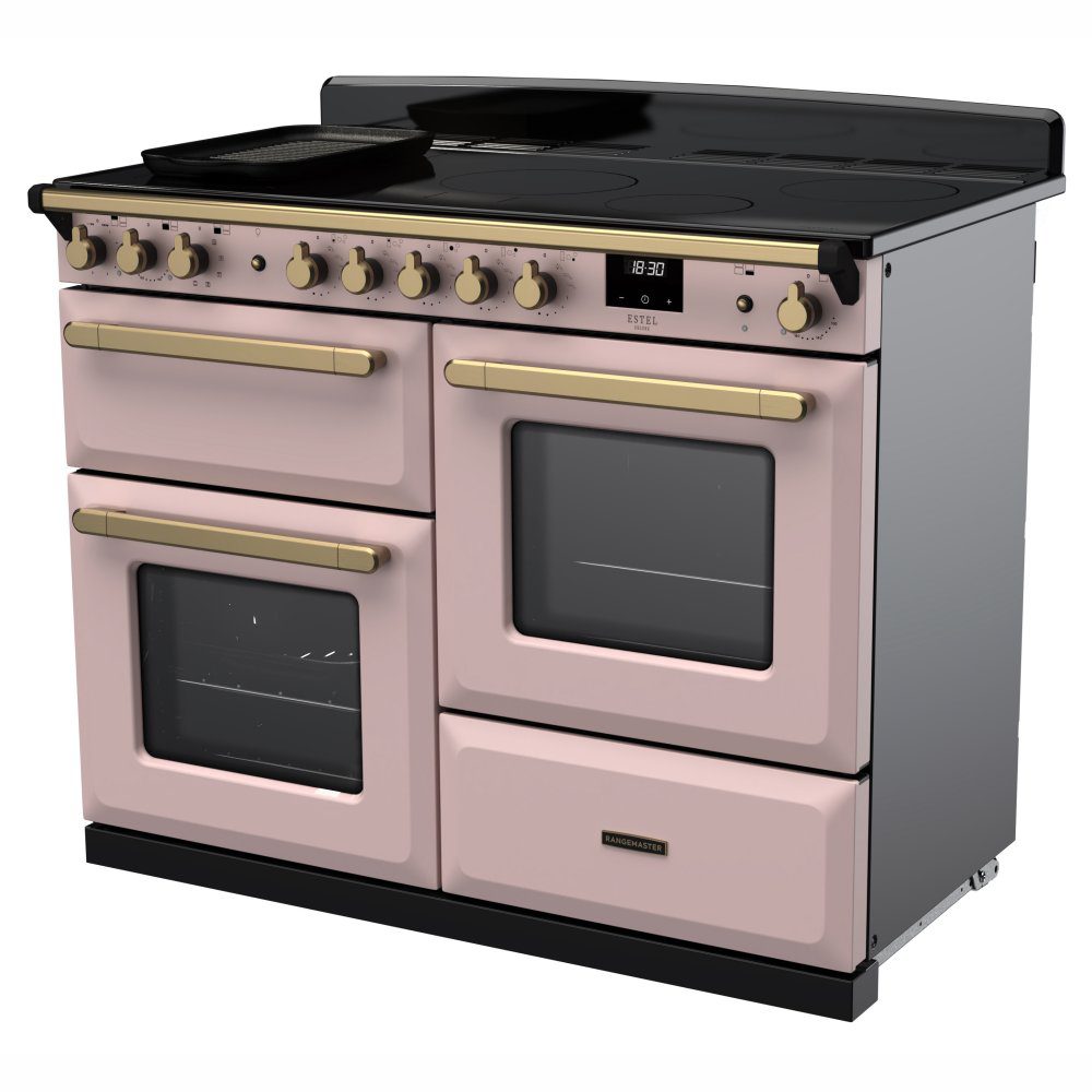 Rangemaster Estel Deluxe OC 110cm Induction Range Cooker With Antique Brass Trim 18128 ESDLO110EIPPPK/AB1 - Pale Pink Rangemaster Estel Deluxe OC 110cm Induction Range Cooker With Antique Brass Trim 18128 ESDLO110EIPPPK/AB1 - Pale Pink