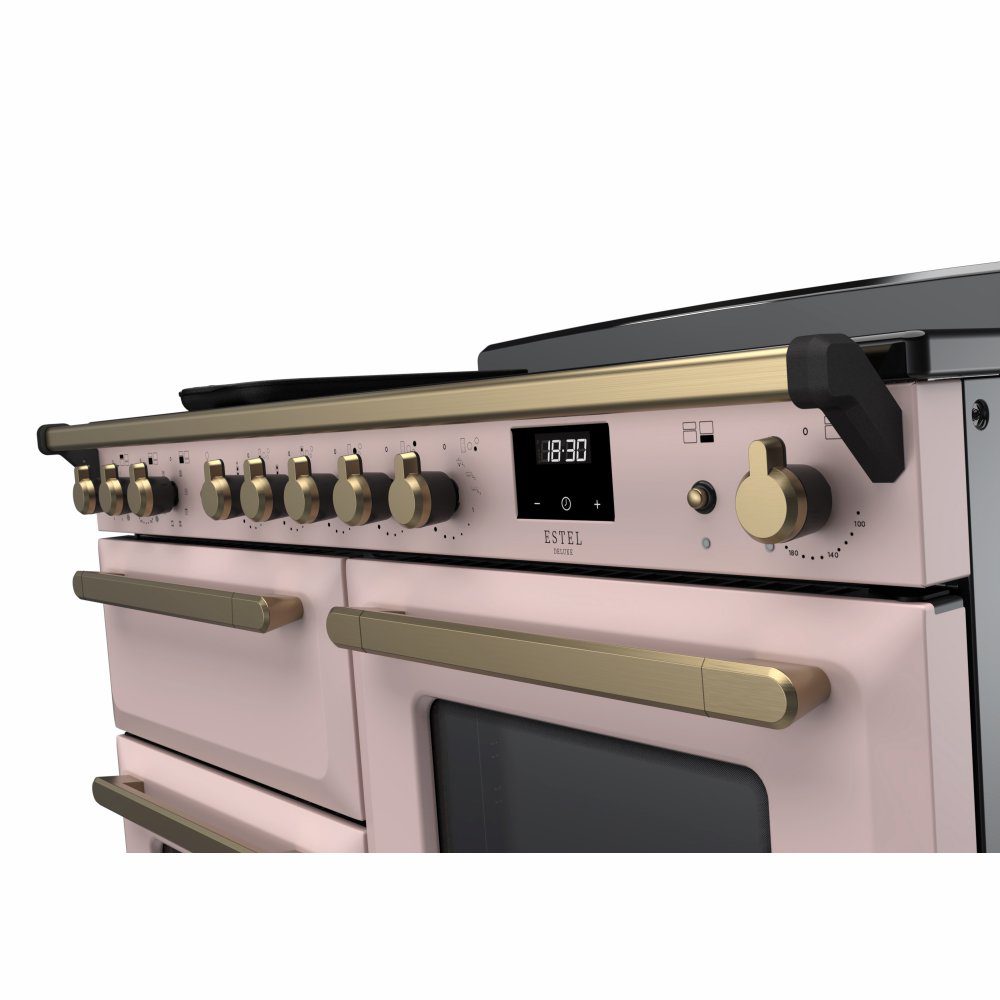 Rangemaster Estel Deluxe OC 110cm Induction Range Cooker With Antique Brass Trim 18128 ESDLO110EIPPPK/AB1 - Pale Pink Rangemaster Estel Deluxe OC 110cm Induction Range Cooker With Antique Brass Trim 18128 ESDLO110EIPPPK/AB1 - Pale Pink