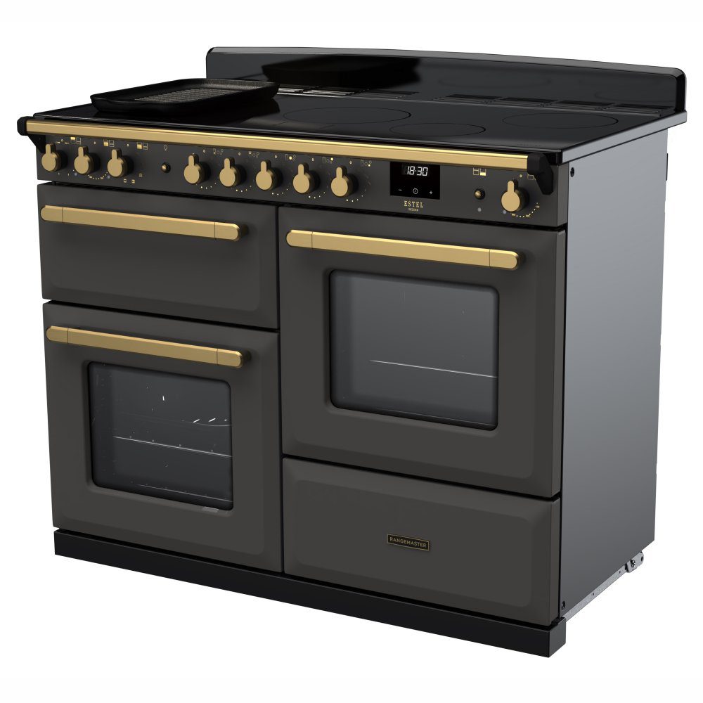 Rangemaster Estel Deluxe OC 110cm Induction Range Cooker With Antique Brass Trim 18124 ESDLO110EIPSLT/AB1 - Slate Rangemaster Estel Deluxe OC 110cm Induction Range Cooker With Antique Brass Trim 18124 ESDLO110EIPSLT/AB1 - Slate