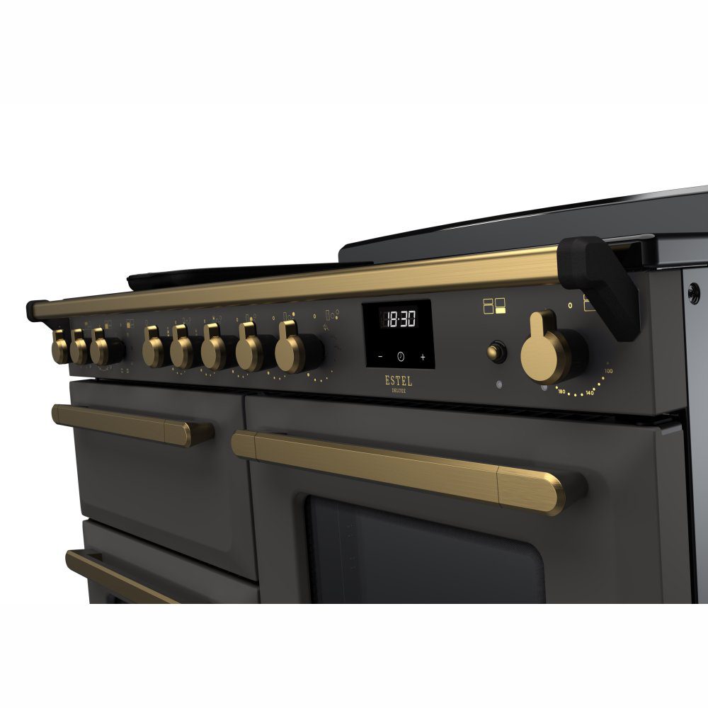 Rangemaster Estel Deluxe OC 110cm Induction Range Cooker With Antique Brass Trim 18124 ESDLO110EIPSLT/AB1 - Slate Rangemaster Estel Deluxe OC 110cm Induction Range Cooker With Antique Brass Trim 18124 ESDLO110EIPSLT/AB1 - Slate